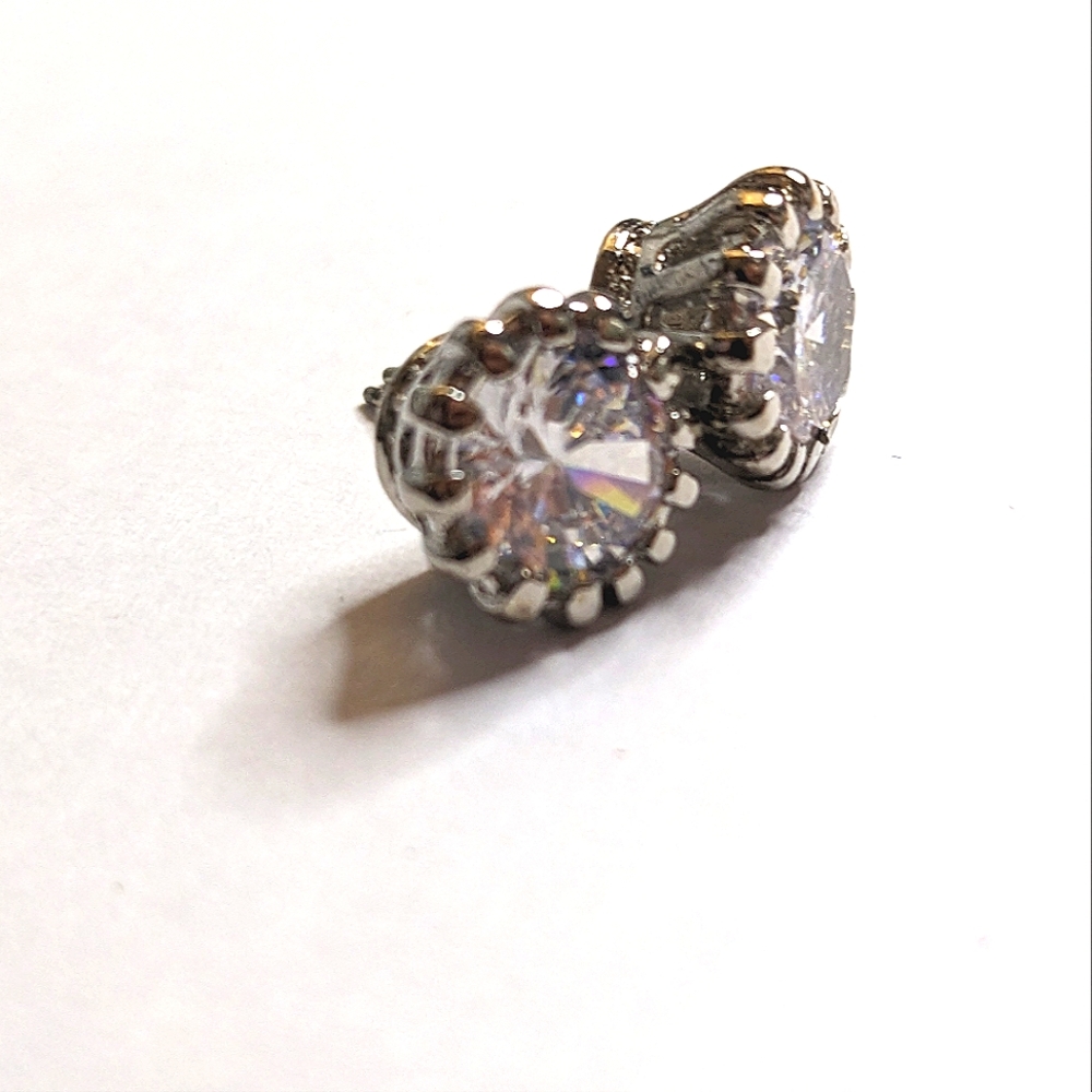 NWOT Swarovski Crystal Elements Silver Overlay Stud Earrings - Picture 5 of 7